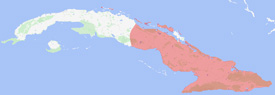Range map of Anolis jubar